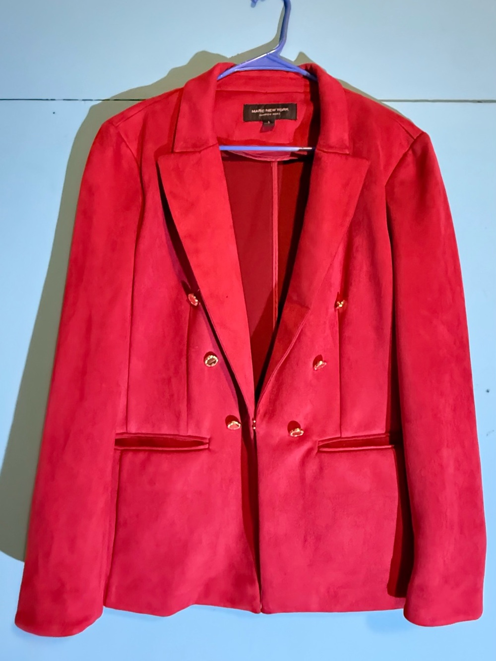 Marc New York Red Double-Breasted Blazer with Gold Buttons